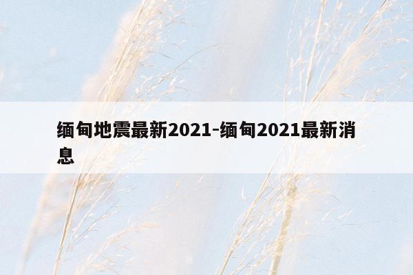 缅甸地震最新2021-缅甸2021最新消息