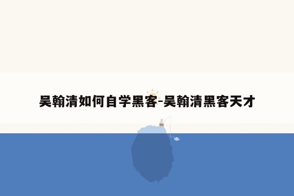 吴翰清如何自学黑客-吴翰清黑客天才