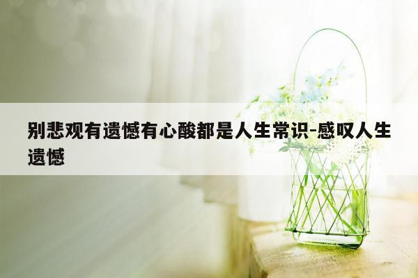 别悲观有遗憾有心酸都是人生常识-感叹人生遗憾