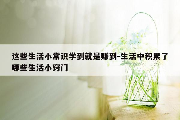 这些生活小常识学到就是赚到-生活中积累了哪些生活小窍门