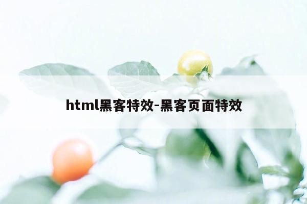 html黑客特效-黑客页面特效