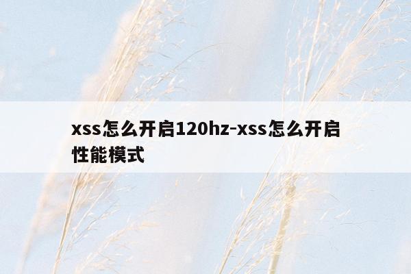 xss怎么开启120hz-xss怎么开启性能模式