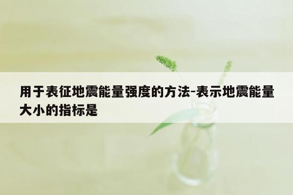 用于表征地震能量强度的方法-表示地震能量大小的指标是