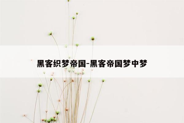 黑客织梦帝国-黑客帝国梦中梦