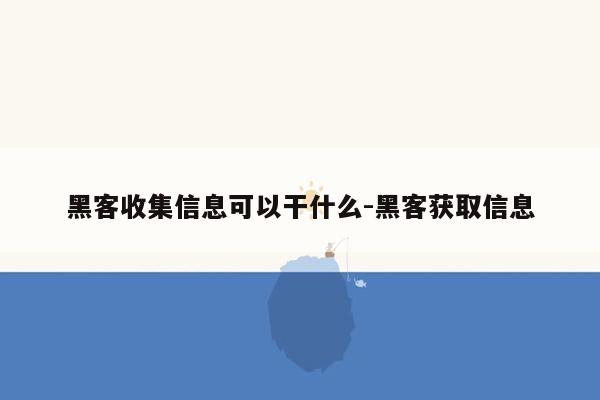 黑客收集信息可以干什么-黑客获取信息