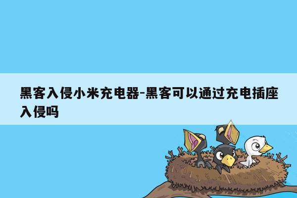 黑客入侵小米充电器-黑客可以通过充电插座入侵吗