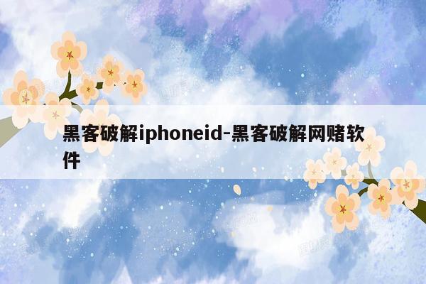 黑客破解iphoneid-黑客破解网赌软件