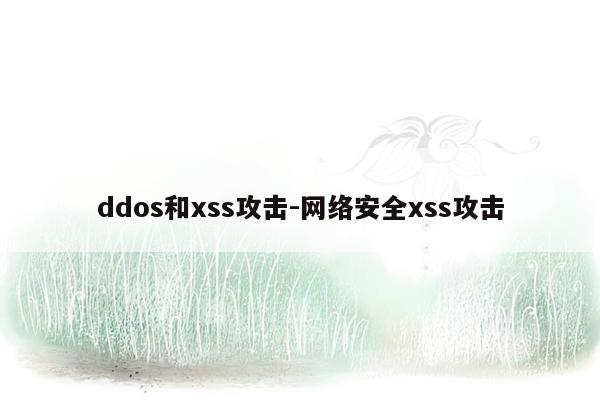 ddos和xss攻击-网络安全xss攻击