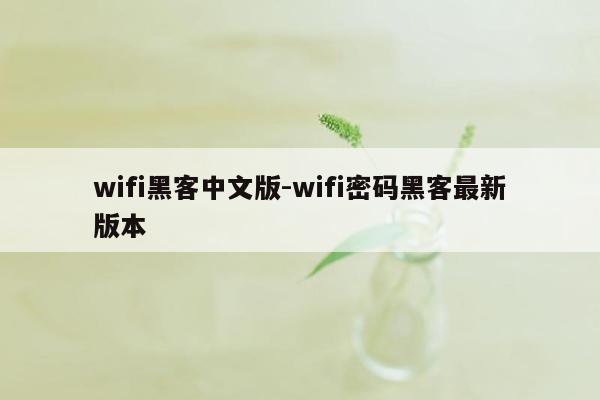 wifi黑客中文版-wifi密码黑客最新版本