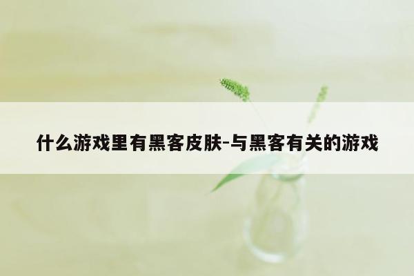 什么游戏里有黑客皮肤-与黑客有关的游戏