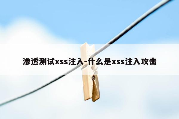 渗透测试xss注入-什么是xss注入攻击