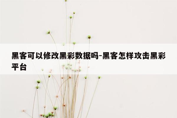 黑客可以修改黑彩数据吗-黑客怎样攻击黑彩平台