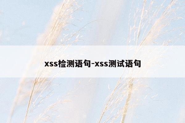 xss检测语句-xss测试语句