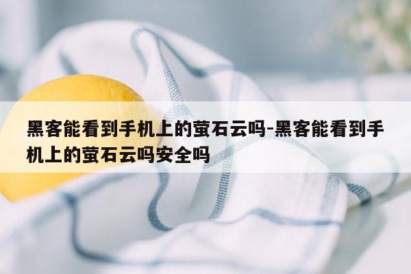 黑客能看到手机上的萤石云吗-黑客能看到手机上的萤石云吗安全吗