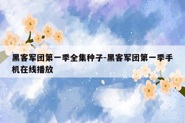 黑客军团第一季全集种子-黑客军团第一季手机在线播放