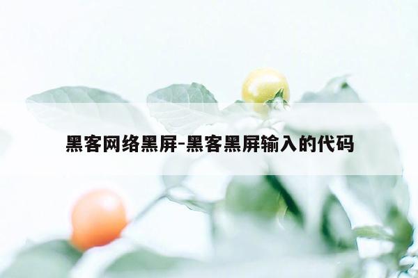 黑客网络黑屏-黑客黑屏输入的代码