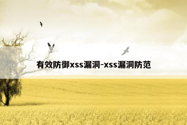 有效防御xss漏洞-xss漏洞防范