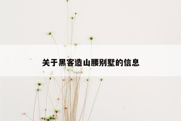 关于黑客造山腰别墅的信息