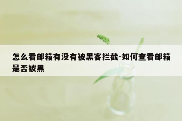 怎么看邮箱有没有被黑客拦截-如何查看邮箱是否被黑