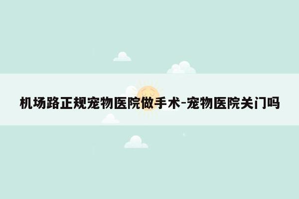 机场路正规宠物医院做手术-宠物医院关门吗