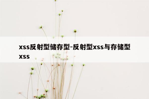 xss反射型储存型-反射型xss与存储型xss