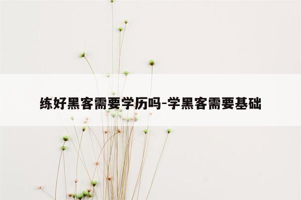 练好黑客需要学历吗-学黑客需要基础