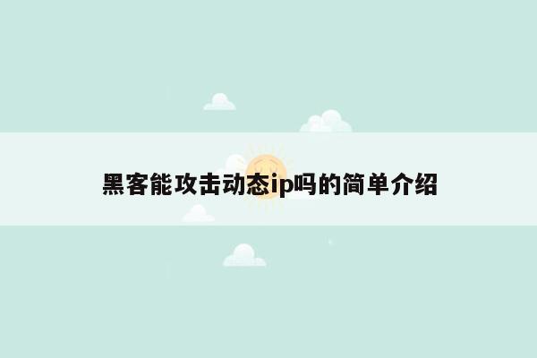 黑客能攻击动态ip吗的简单介绍