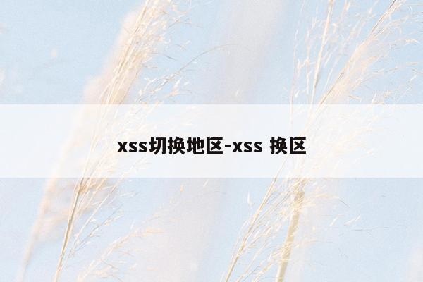 xss切换地区-xss 换区