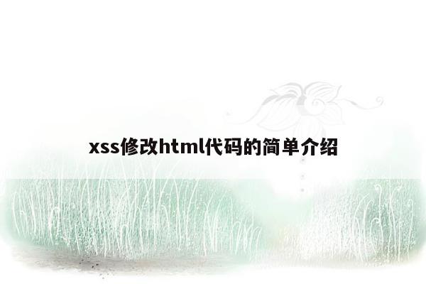 xss修改html代码的简单介绍