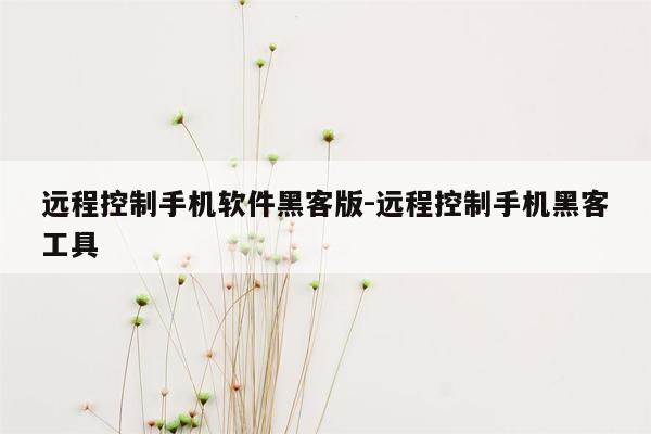 远程控制手机软件黑客版-远程控制手机黑客工具