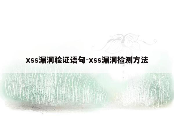 xss漏洞验证语句-xss漏洞检测方法