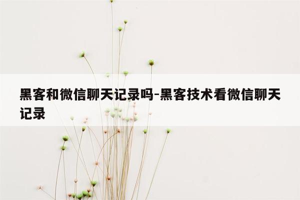 黑客和微信聊天记录吗-黑客技术看微信聊天记录