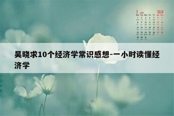 吴晓求10个经济学常识感想-一小时读懂经济学