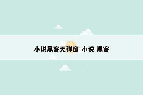 小说黑客无弹窗-小说 黑客