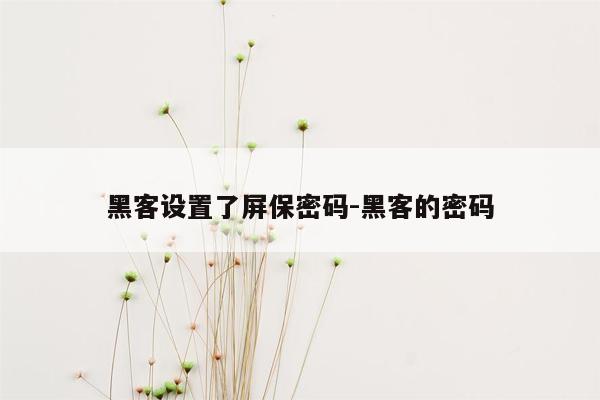 黑客设置了屏保密码-黑客的密码