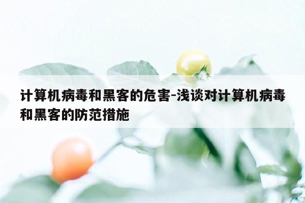 计算机病毒和黑客的危害-浅谈对计算机病毒和黑客的防范措施