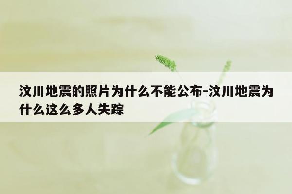 汶川地震的照片为什么不能公布-汶川地震为什么这么多人失踪